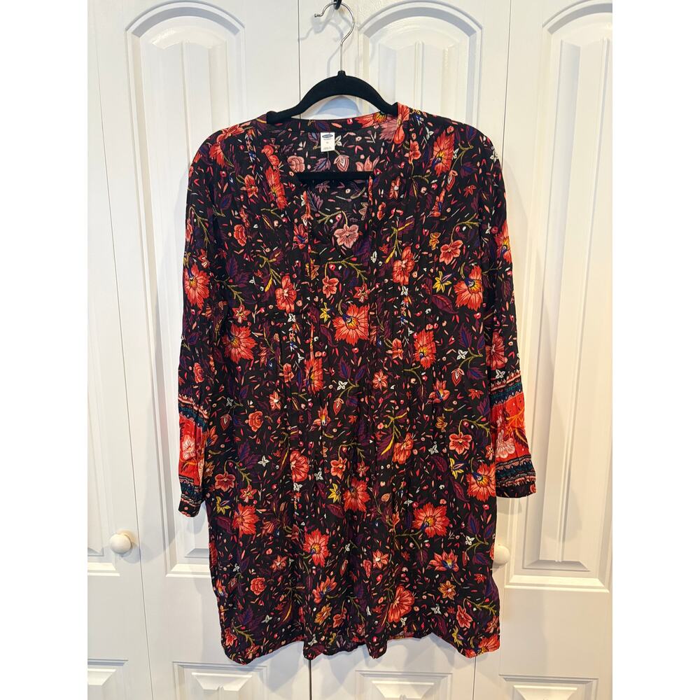 Old Navy Black‎ Floral Boho Dress Size Medium